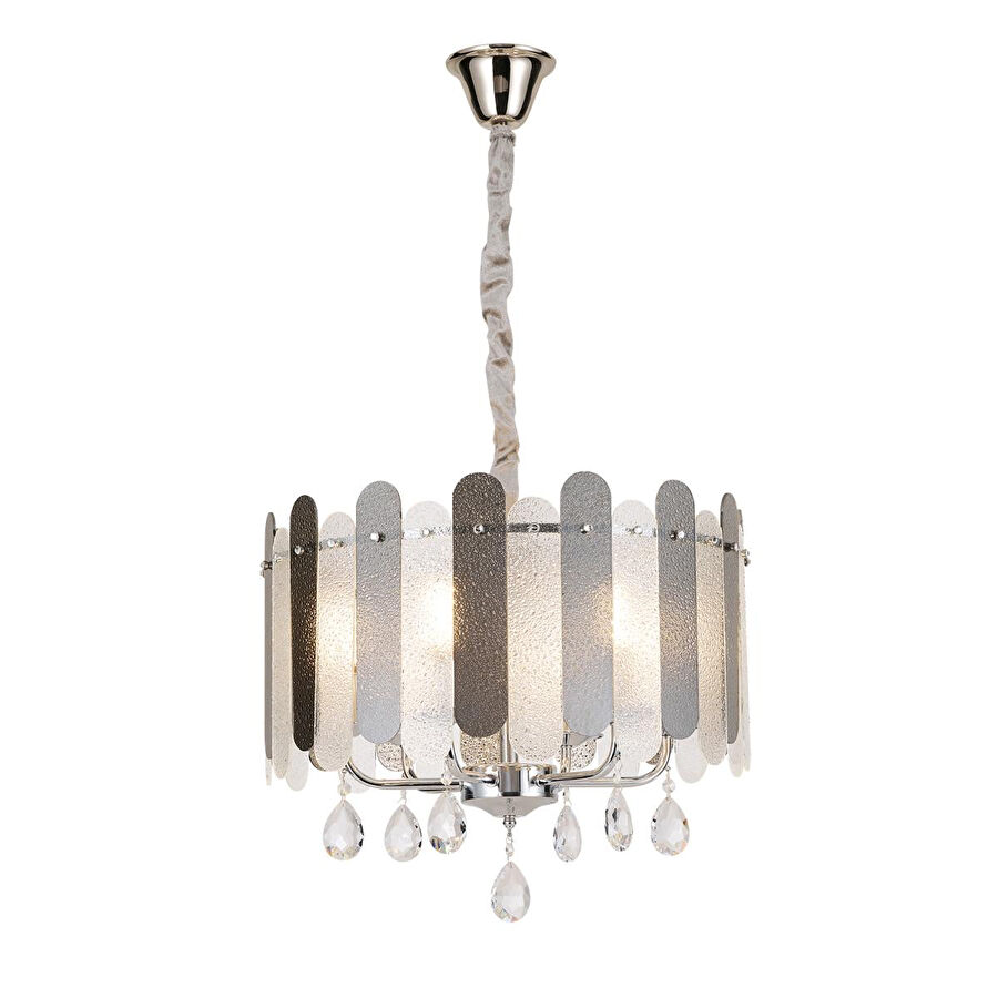 Apliqa Madera 50'lik Krom Füme Camlı Kristal Taşlı Avize