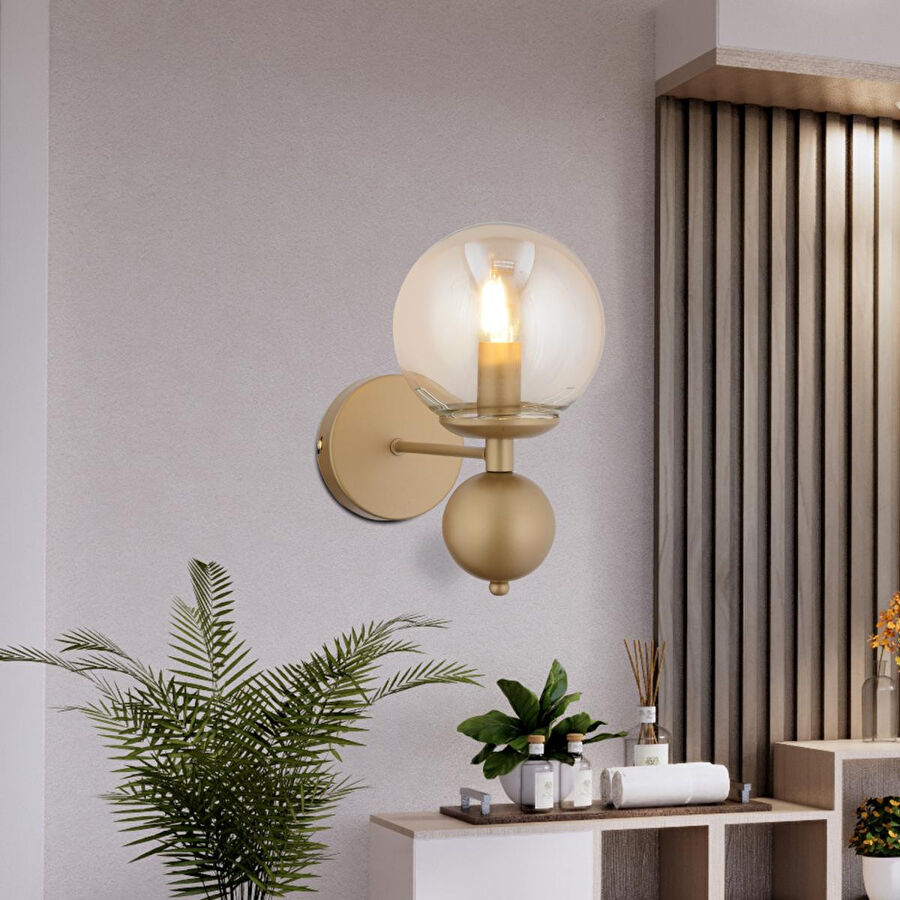 Apliqa Kuvars Tekli Eskitme Bal Camlı Modern Yatak Başı Salon Aplik