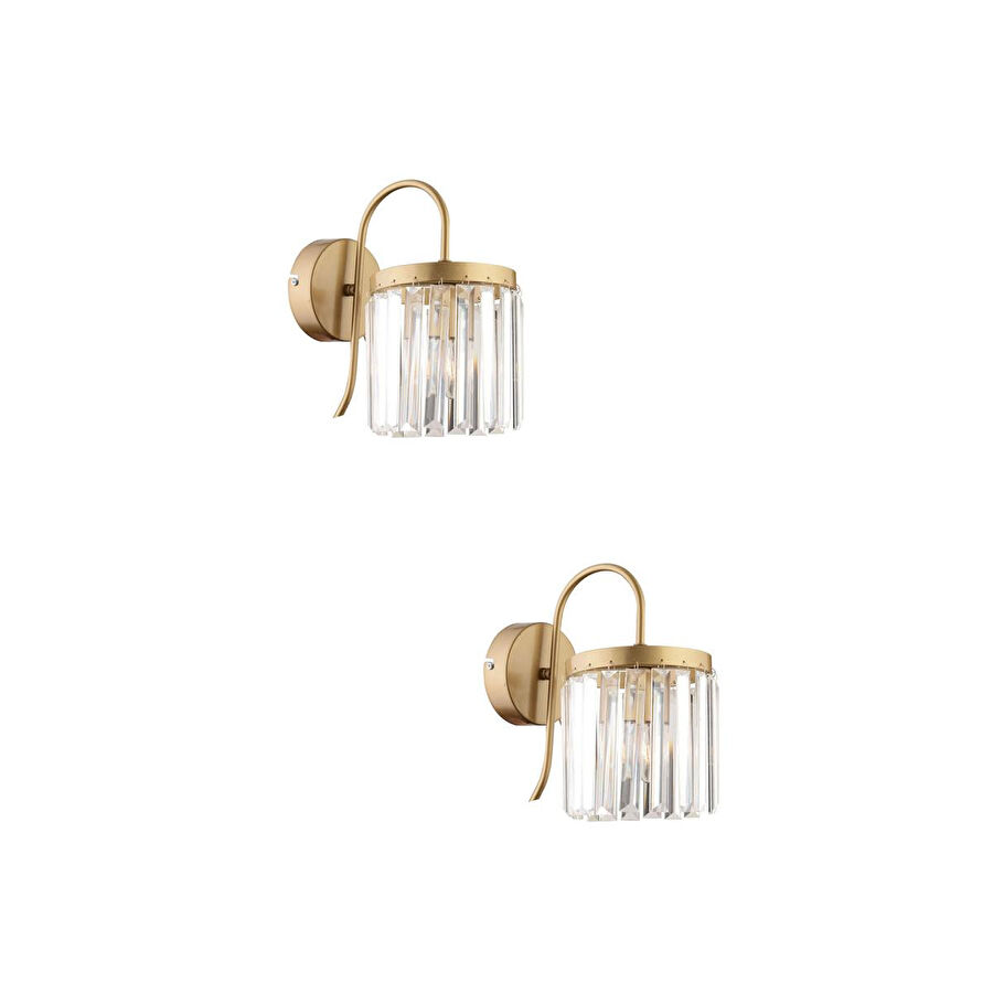 Apliqa Rachel Eskitme 2'li Aplik Seti Kristal Taşlı Yatak Odası-yatak Başı Için Duvar Lambası