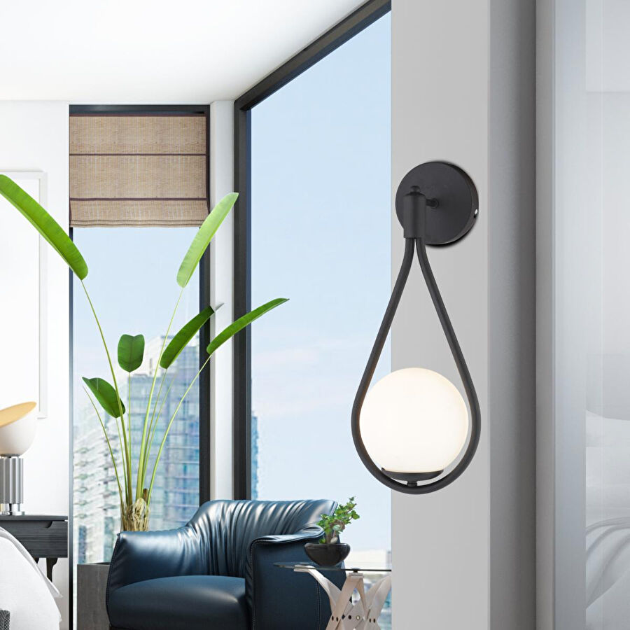 Apliqa Aplik Mirza Tekli Siyah Beyaz Camlı Modern Duvar Aplik Yatak Başı Salon Aplik