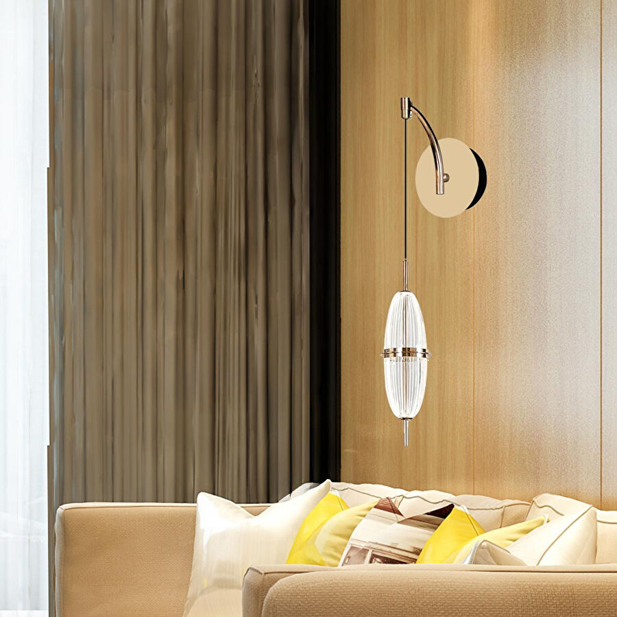 Apliqa Liona 10 Watt Kristalli Gold Modern Yatak Başı Salon Led Led Aplik