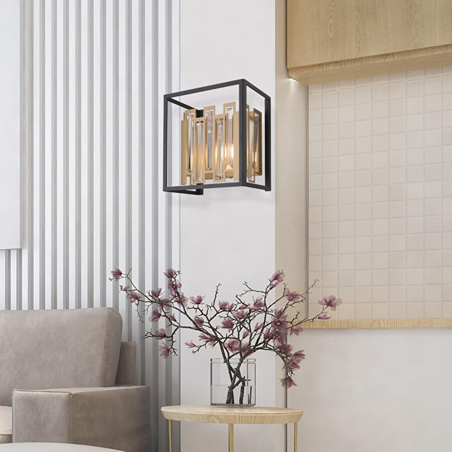 Apliqa Adran Siyah Eskitme Kristal Taşlı Duvar Lambası Yatak Odası-yatak Başı-salon Için Aplik