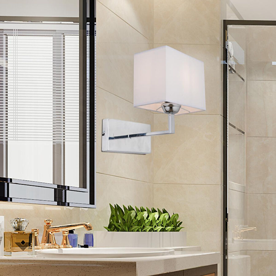 Apliqa Rylee Tekli Beyaz Şapkalı Krom Duvar Lambası Yatak Odası-yatak Başı-banyo Için Modern Aplik