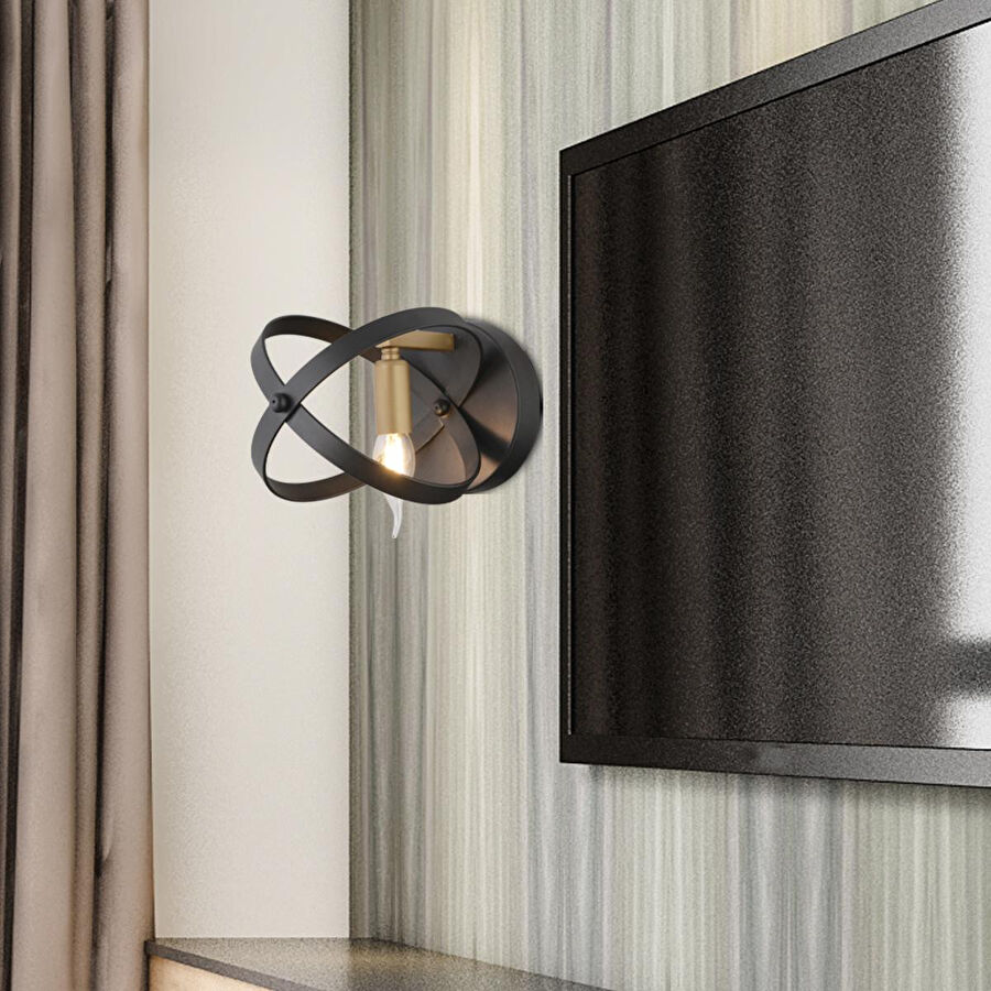 Apliqa Caliope Eskitme Duylu Siyah Modern Oturma Odası, Koridor, Yatak Başı, Salon Aplik