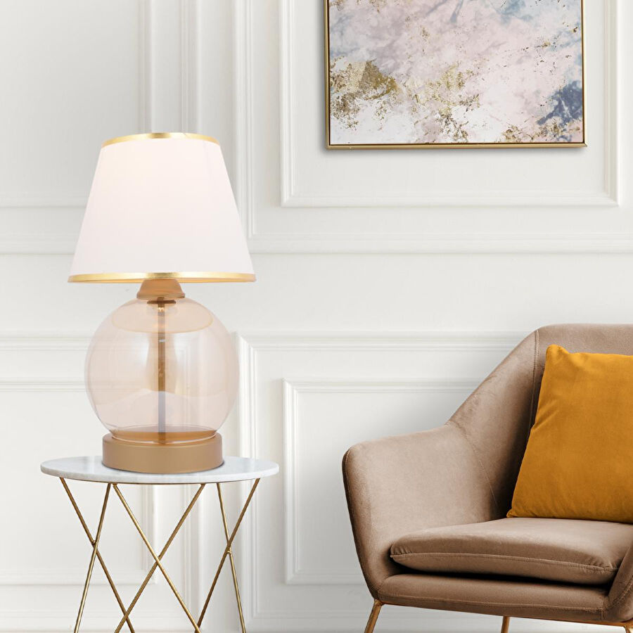 Apliqa Lampon Beyaz Şapkalı Eskitme Masa Lambası Modern Tasarım Salon-yatak Odası Abajur