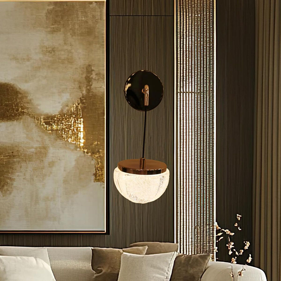 Apliqa Derem Siyah Gold 8 Watt Kristal Taşlı Salon Led Aplik