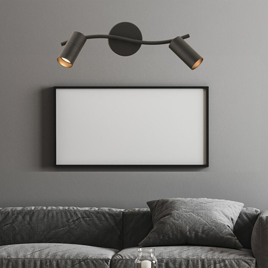 Apliqa Dusan Siyah 2li Modern Duvar Lambası Spot Aplik