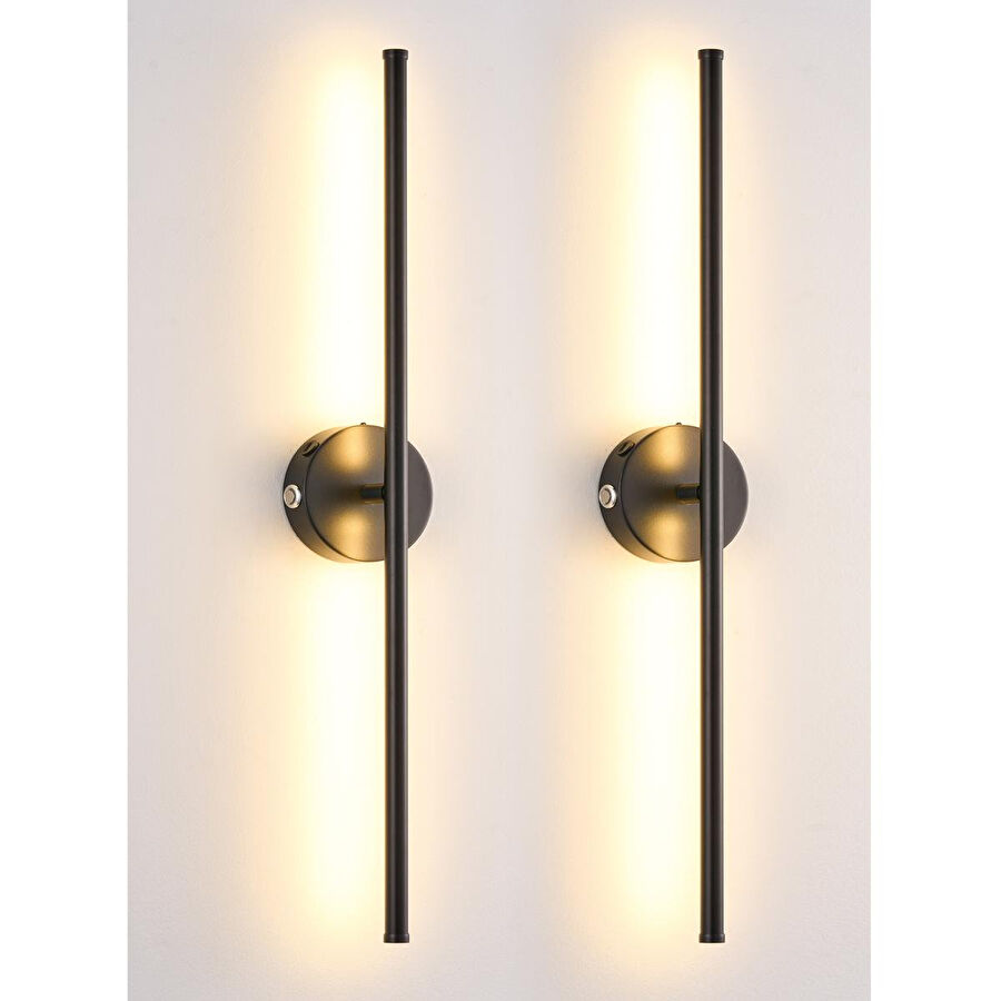 Apliqa Terry 2'li Siyah Kablosuz Şarjlı Dokunmatik Pilli Led Duvar Lambası,tablo Üstü Aplik