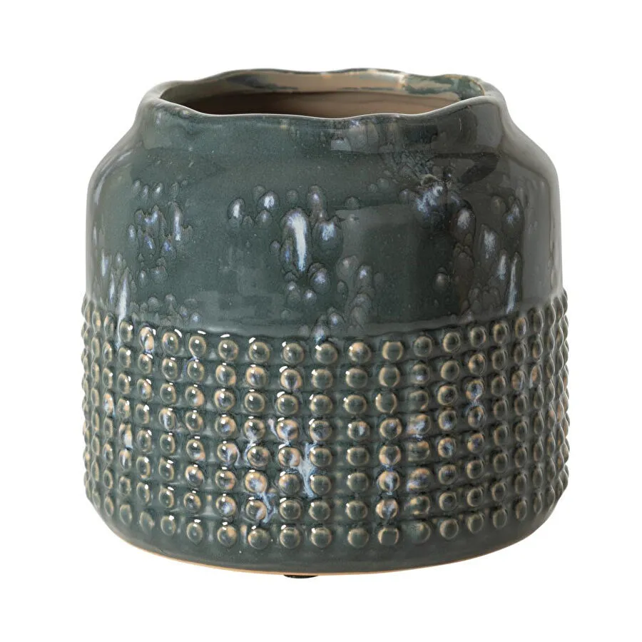 Mudo Home Azul Serami̇k Vazo 18x16cm