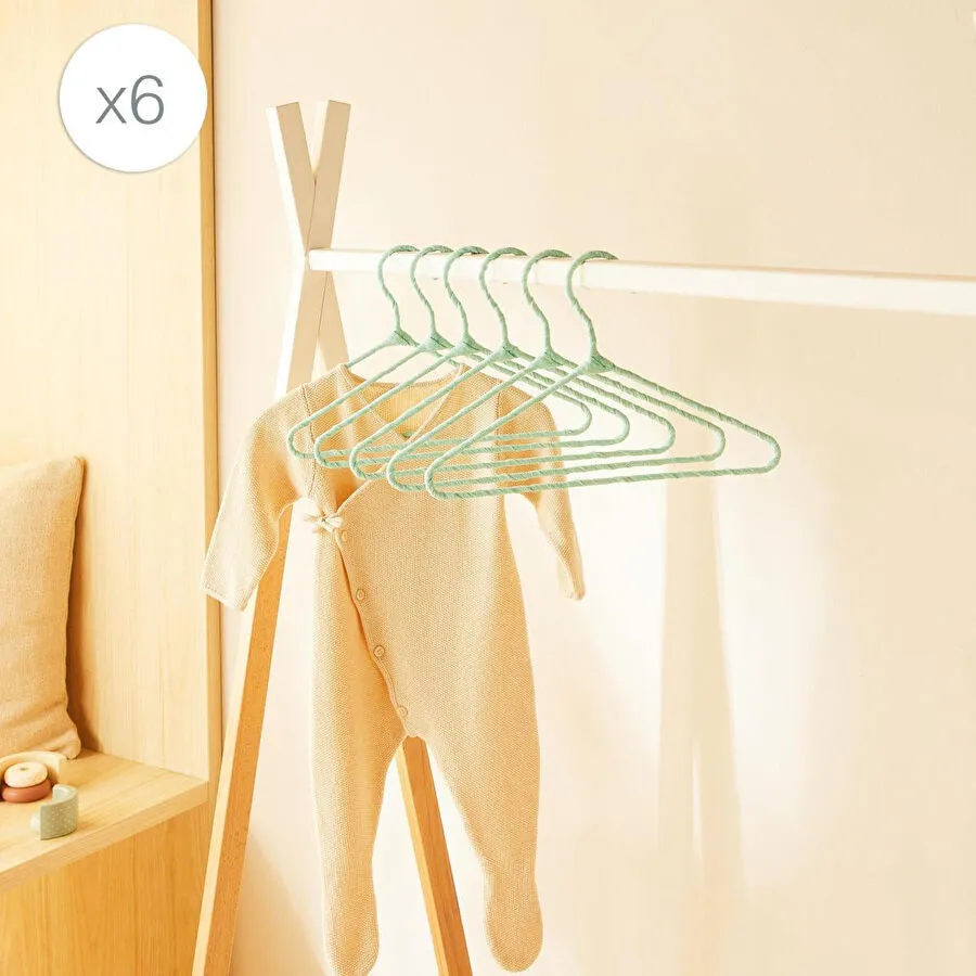 Ocean Home Textile 6'lı Mint Renk Kumaş Kaplı Metal Bebek Giysi Askısı19.5 X 30 X 0.3 Cm
