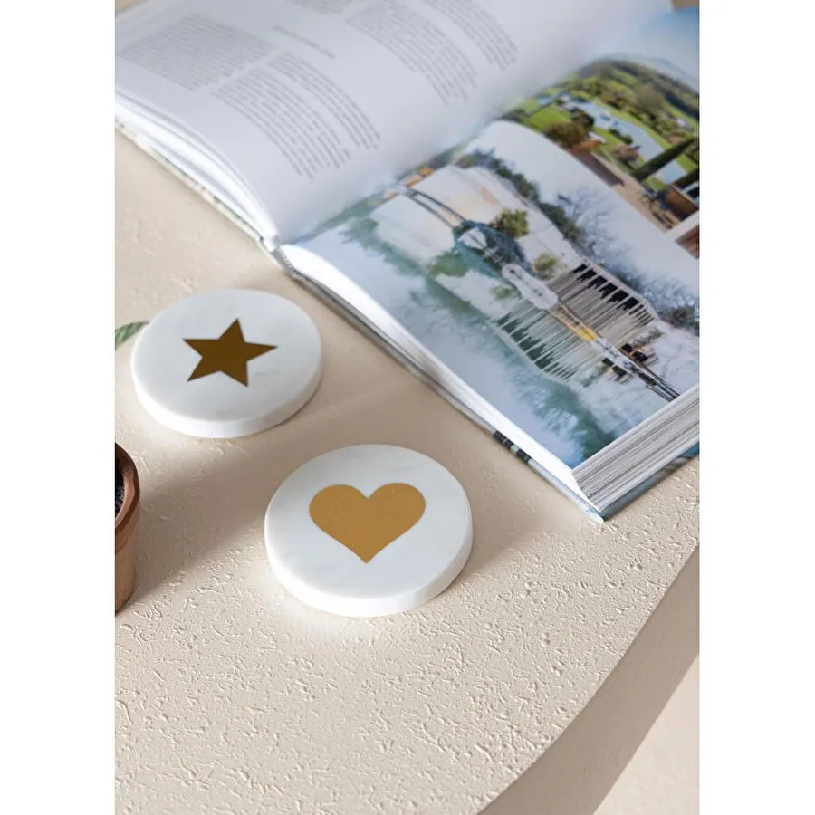 The Mia Mermer Bardak Altlığı Kalp