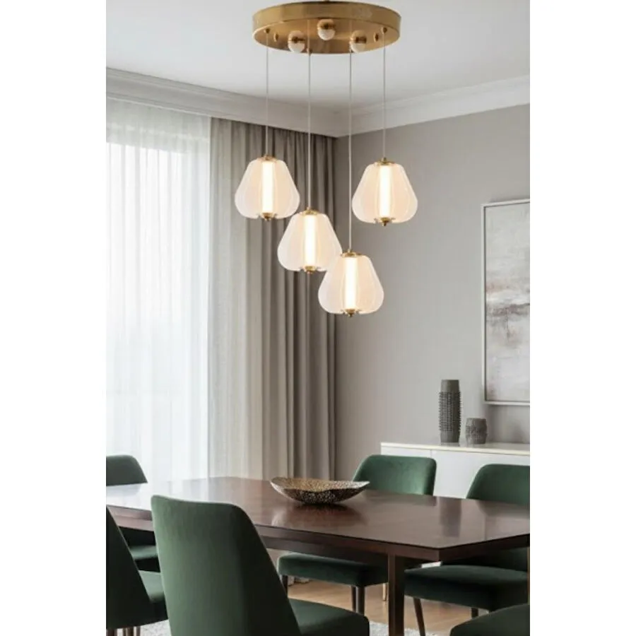 Apliqa Hopps 72 Watt 4'lü Yuvarlak Bakır Tekli Led Sarkıt Avize