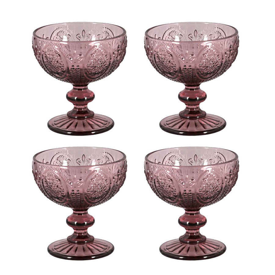 Lucky Art Velora Lucky Art 4lu Cam Ayaklı Kase Seti Mor