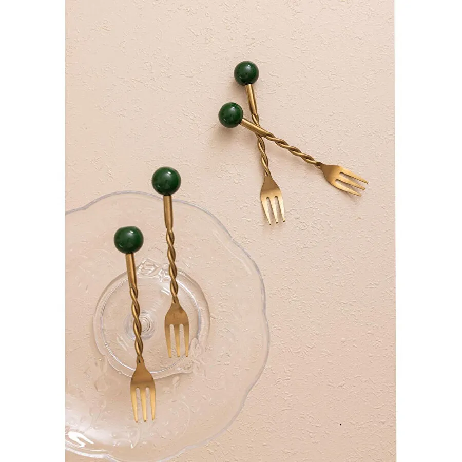 The Mia Globe Kek Çatalı Yeşil 4 Parça