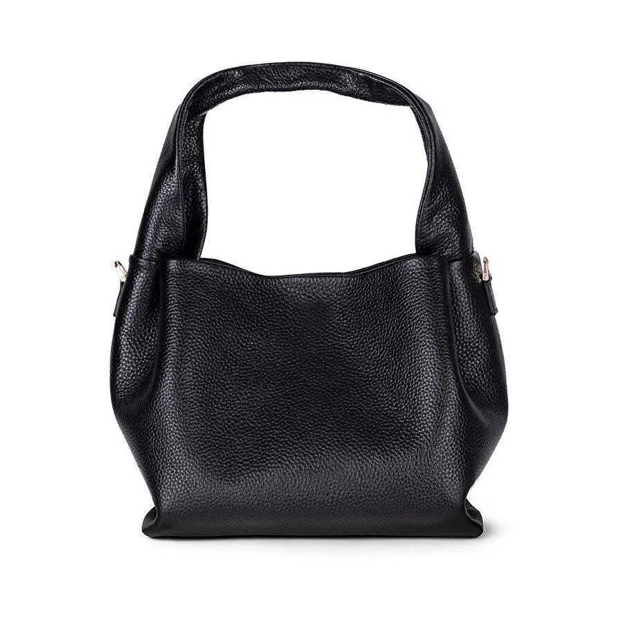 Bloominbag Marella Soft City Noir Black Leather Shoulder Bag / Deri Omuz Çantası