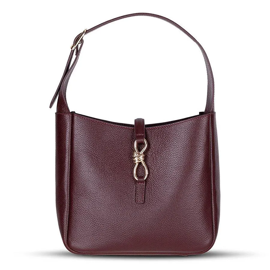 Bloominbag Ravello Cimbrone Merlot Burgundy Leather Shoulder Bag / Deri Omuz Çantası