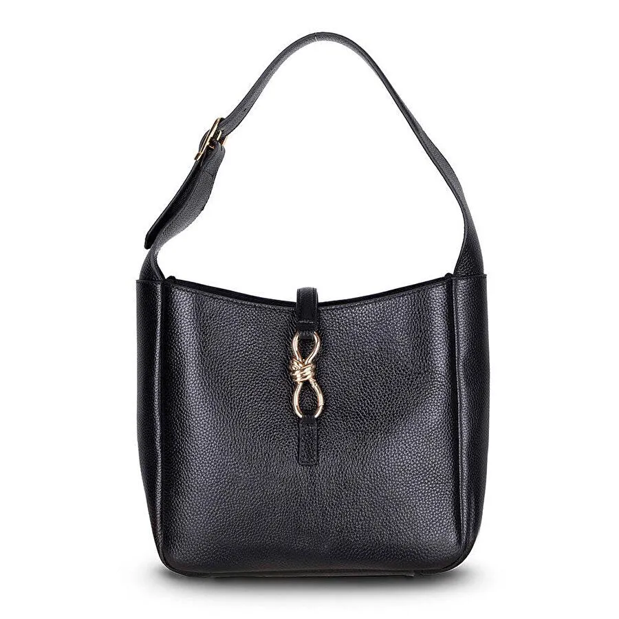 Bloominbag Ravello Cimbrone Noir Black Leather Shoulder Bag / Deri Omuz Çantası