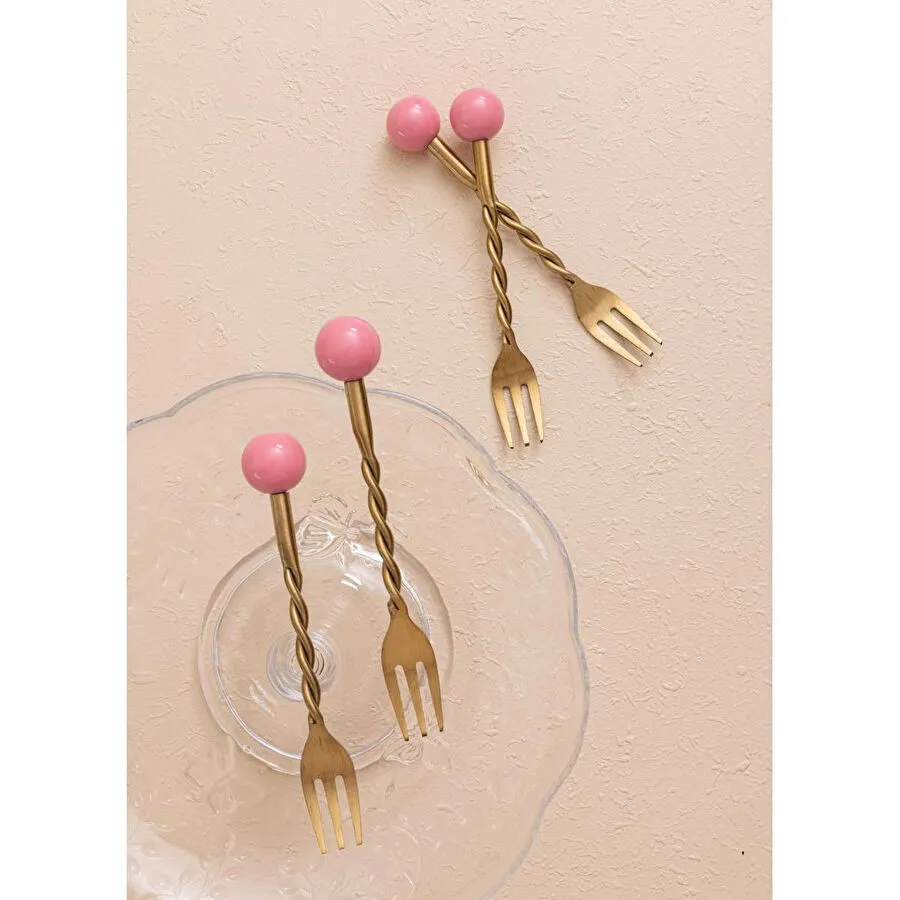 The Mia Globe Kek Çatalı Pembe 4 Parça