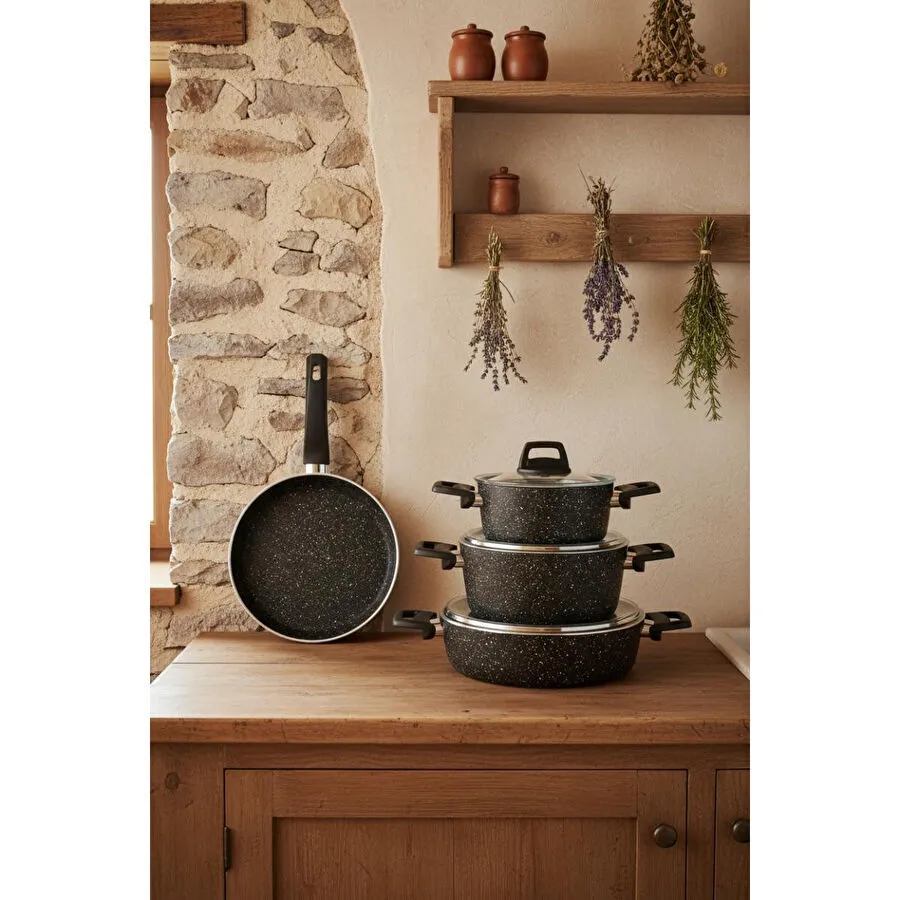 Bernardo Vormi 7 Parça Tencere Seti Siyah