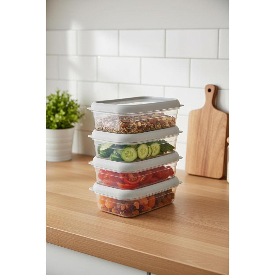 Bernardo Hide Plus 4'lü Saklama Kabı 700 Ml Beyaz