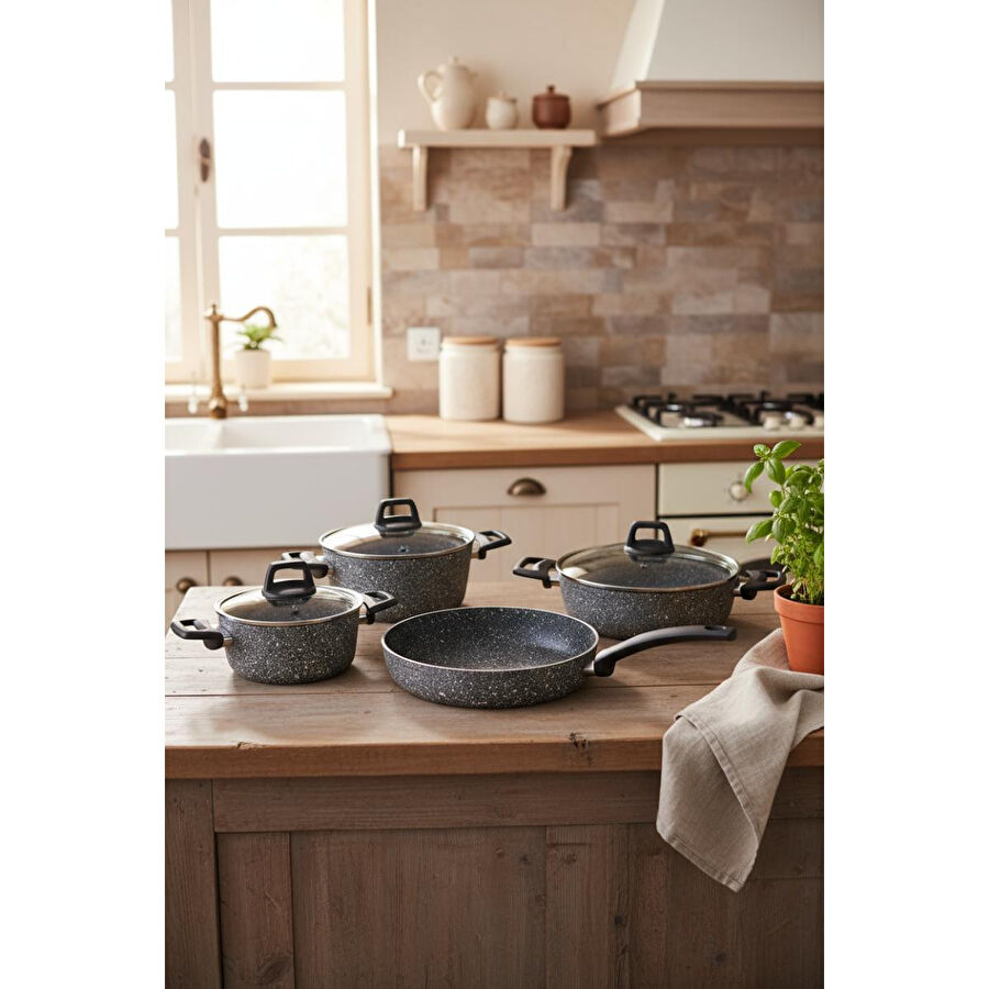 Bernardo Vormi 7 Parça Tencere Seti Gri