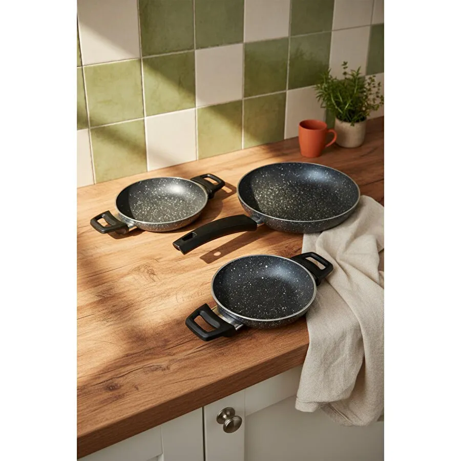 Bernardo Athelas 3 Parça Tava Ve Sahan Seti Gri