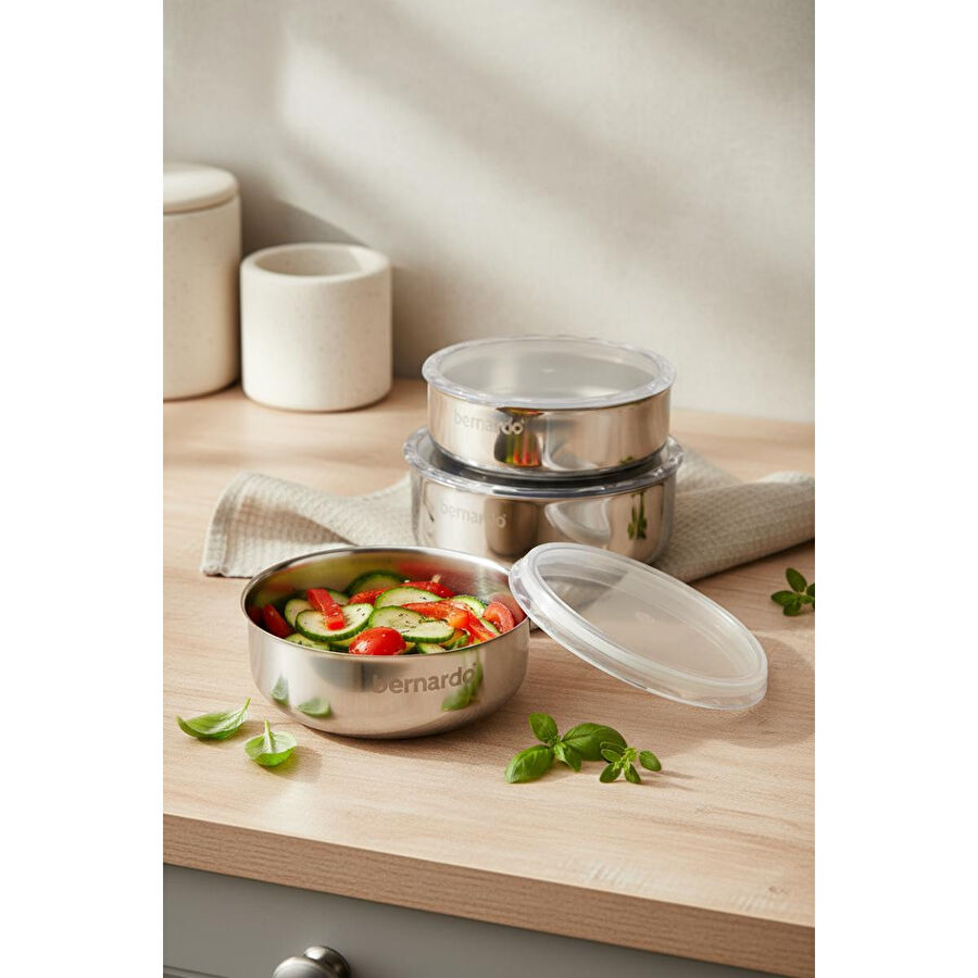 Bernardo Stelo 3'lü Çelik Saklama Kabı