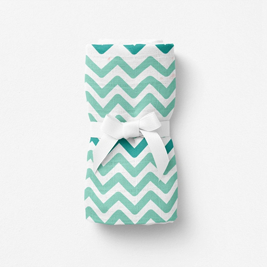 Itsy Bitsy Kids Big Flower Green Zigzag , Müslin Bebek Örtüsü ,70x70 Cm