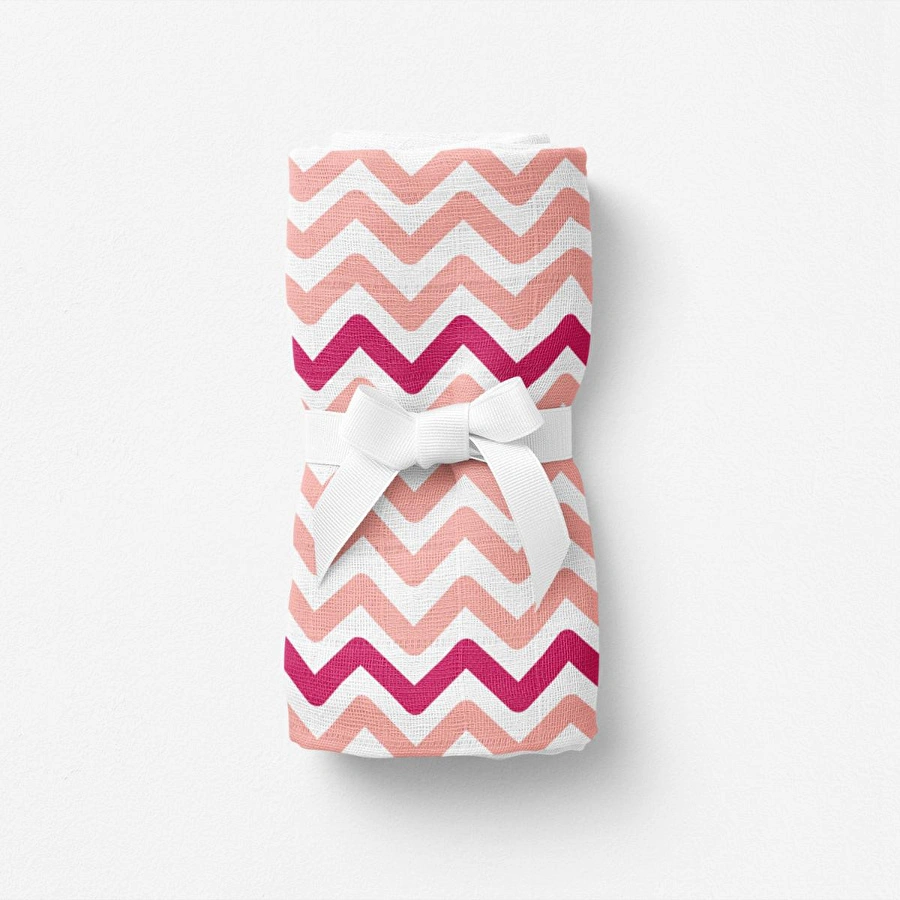 Itsy Bitsy Kids Big Flower Pink Zigzag , Müslin Bebek Örtüsü , 100x100 Cm