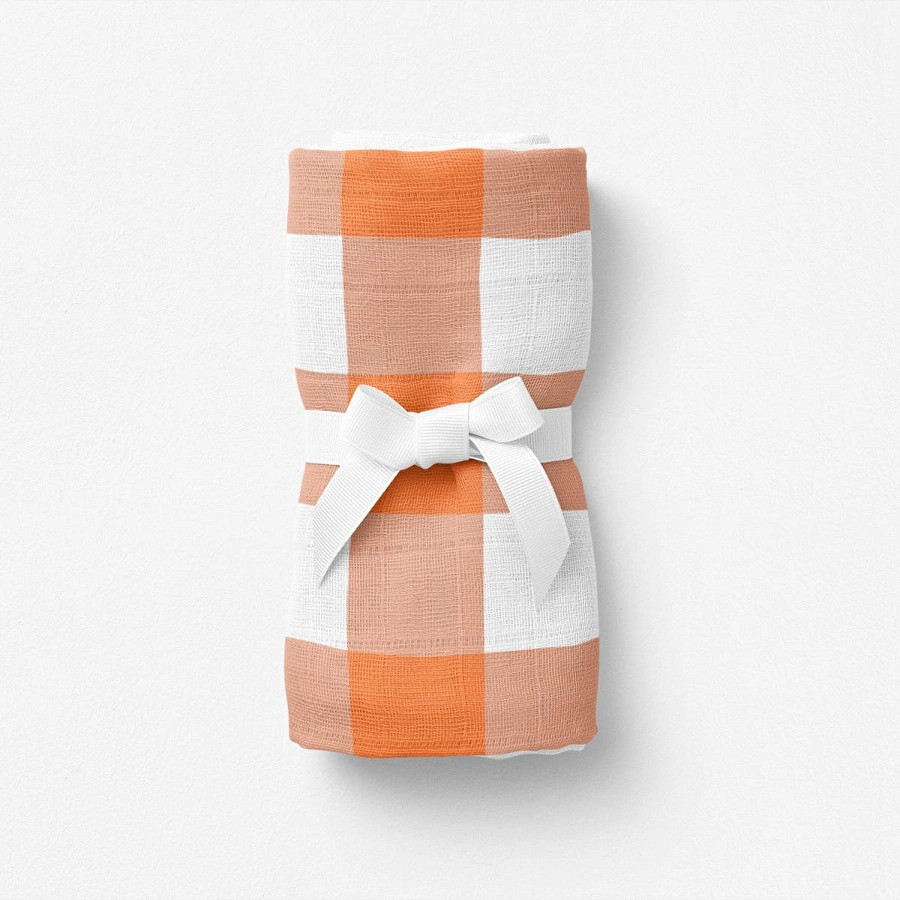 Itsy Bitsy Kids Bird Of Life Orange Check , Müslin Bebek Örtüsü , 100x100 Cm