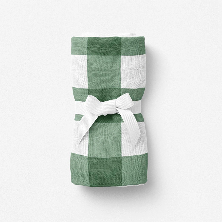 Itsy Bitsy Kids Petit Fleur Green Check , Müslin Bebek Örtüsü , 100x100 Cm