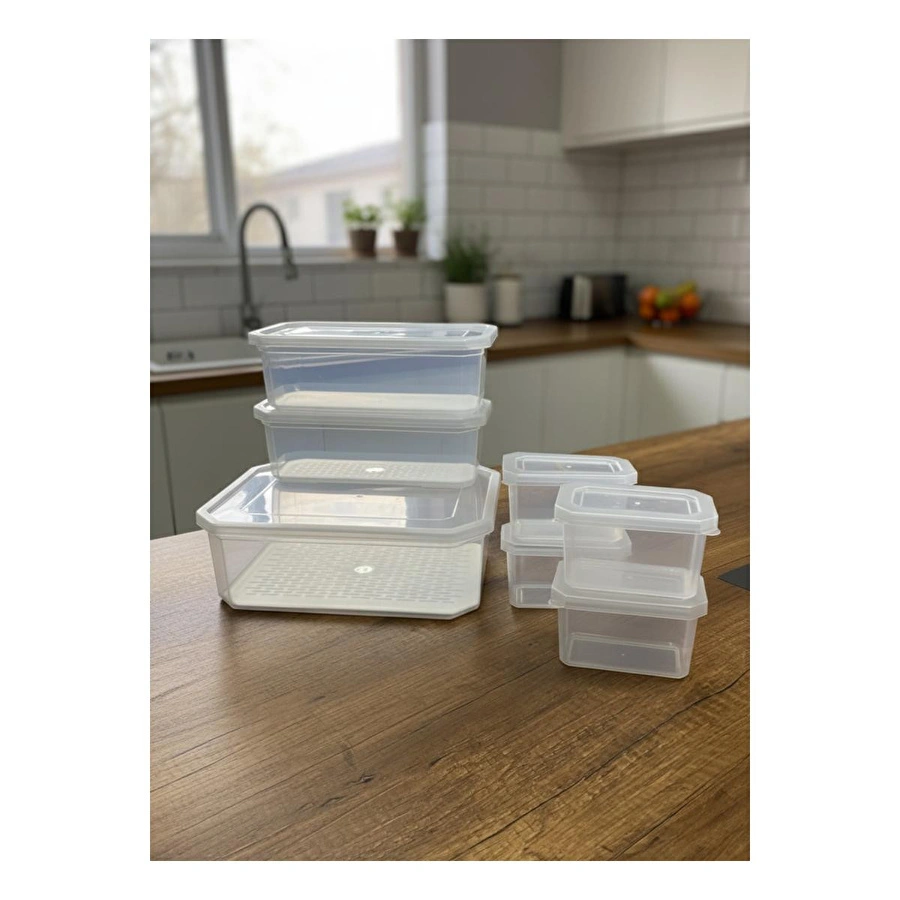 Vienev 7'li Süzgeçli Saklama Kabı Seti | 1x5lt - 2x1,75lt - 4x360ml