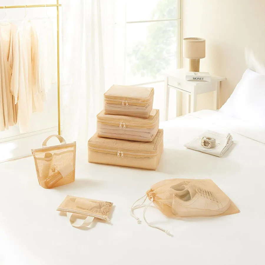 Ocean Home Textile 6'lı Bej Renk File Bavul İçi Düzenleyici Set