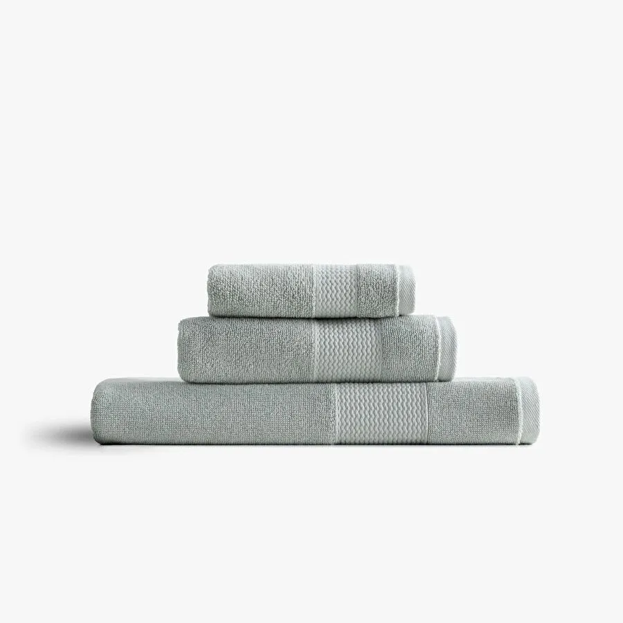 Green Black Lara 3'lü Havlu Seti %100 Pamuk Bordürlü Yeşil