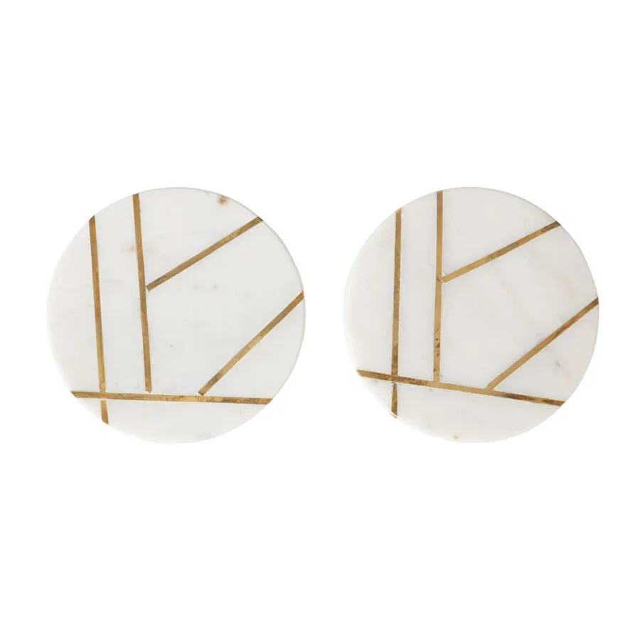 Mudo Home Brass Mermer Bardak Altliği Seti̇ - 2li̇