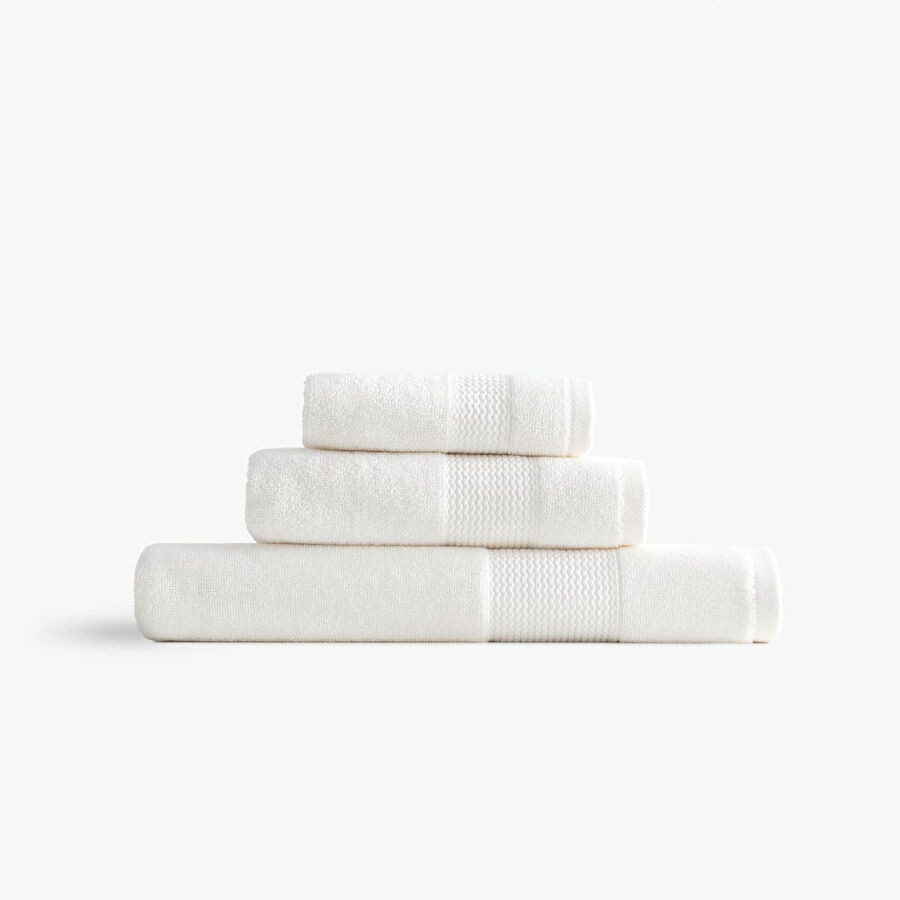 Green Black Lara 3'lü Havlu Seti %100 Pamuk Bordürlü Krem