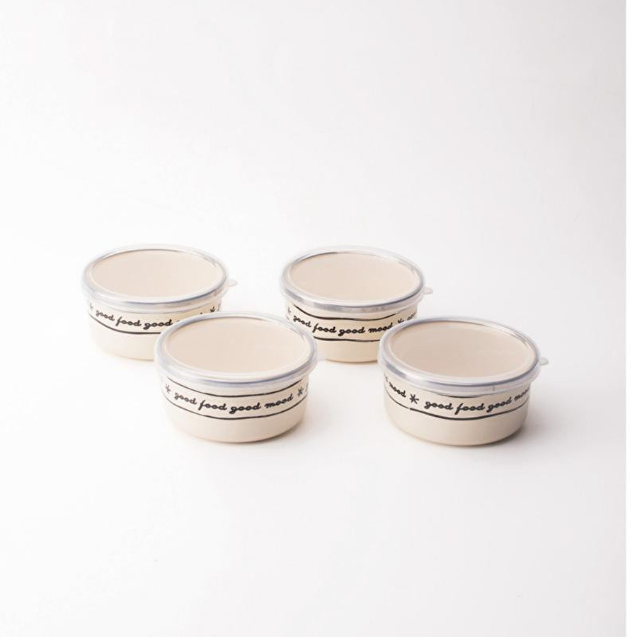 Emaylab Mood Emaye 4’lü Kapaklı Çerezlik, Kahvaltılık, Reçellik, Zeytinlik, Sunumluk Seti 8cm 200 Ml