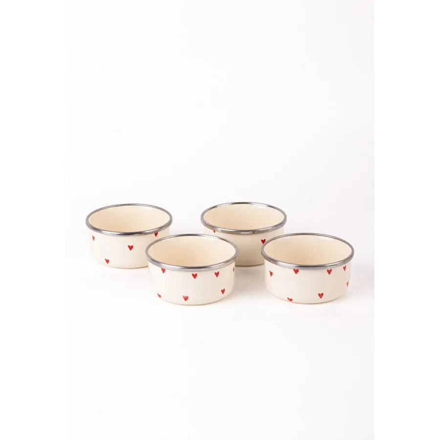 Emaylab Cupid Emaye 4’lü Kase Çerezlik, Kahvaltılık, Reçellik, Zeytinlik, Sunumluk Seti 8cm 200 Ml