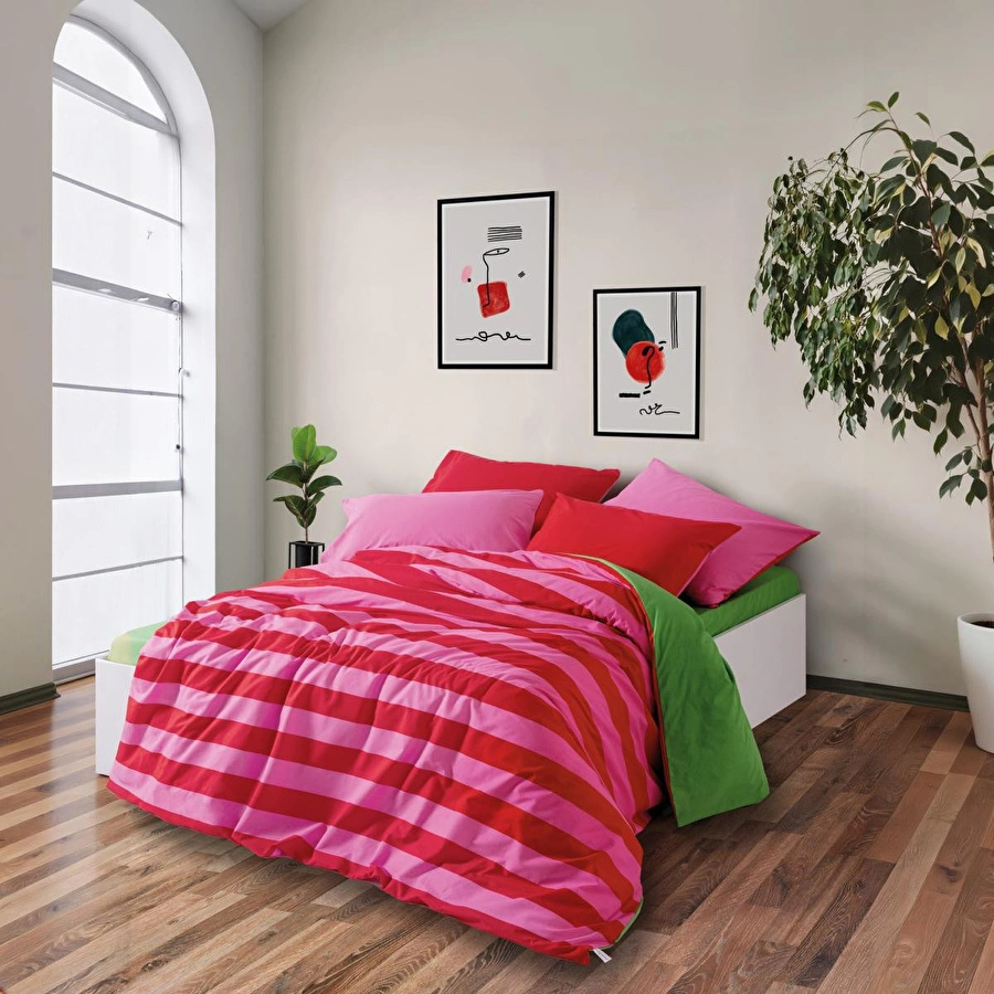 Cozy Home Popping Colors Çift Kişilik Lastikli Çarşaflı Nevresim Takımı Cherie Yeşil