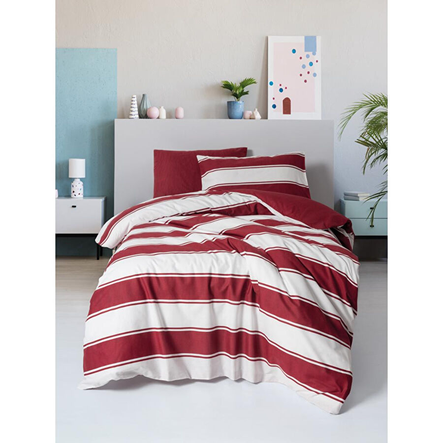 Cozy Home festive Tek Kişilik Lastikli Çarşaflı Nevresim Takımı Jolly Kırmızı