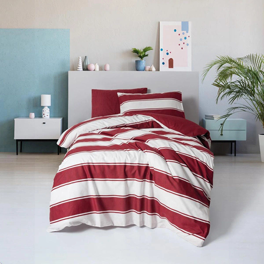 Cozy Home festive Tek Kişilik Lastikli Çarşaflı Nevresim Takımı Jolly Kırmızı
