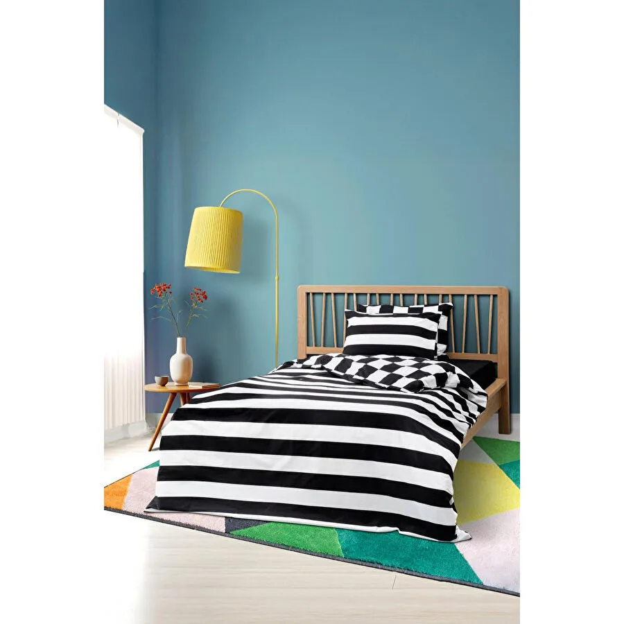 Cozy Home mono Tek Kişilik Lastikli Çarşaflı Nevresim Takımı Code Siyah