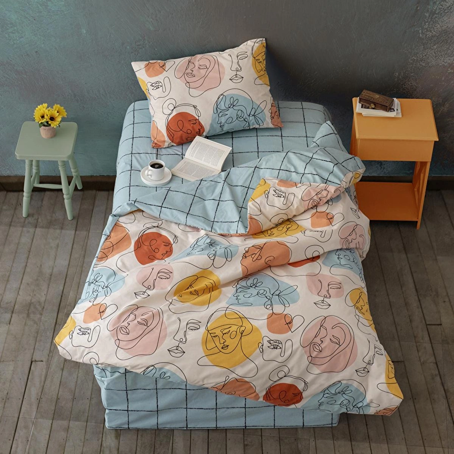 Cozy Home Tek Kişilik Lastikli Çarşaflı Nevresim Takımı Modern Mint