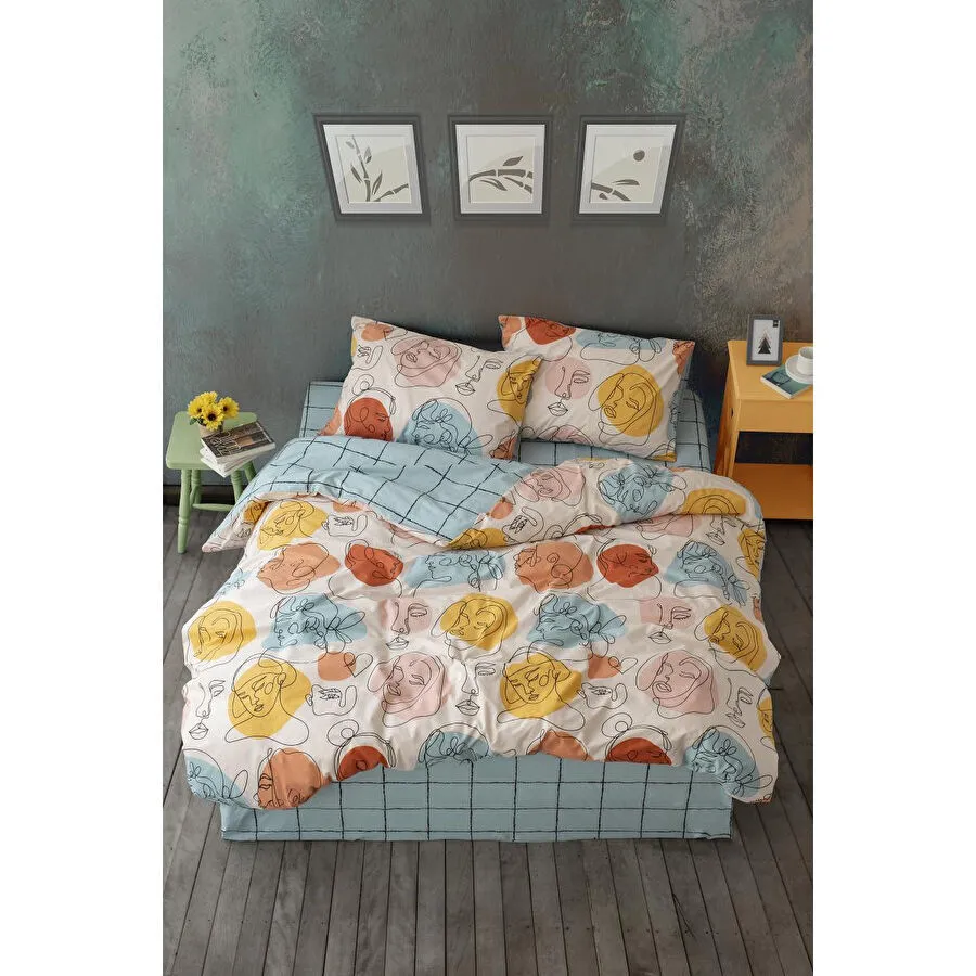 Cozy Home Çift Kişilik Lastikli Çarşaflı Nevresim Takımı Modern Mint