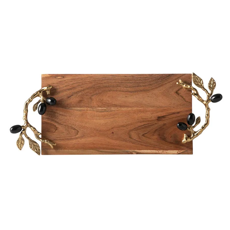 Mudo Home Olive Ahşap Dekorati̇f Tepsi̇ 46x18x8cm
