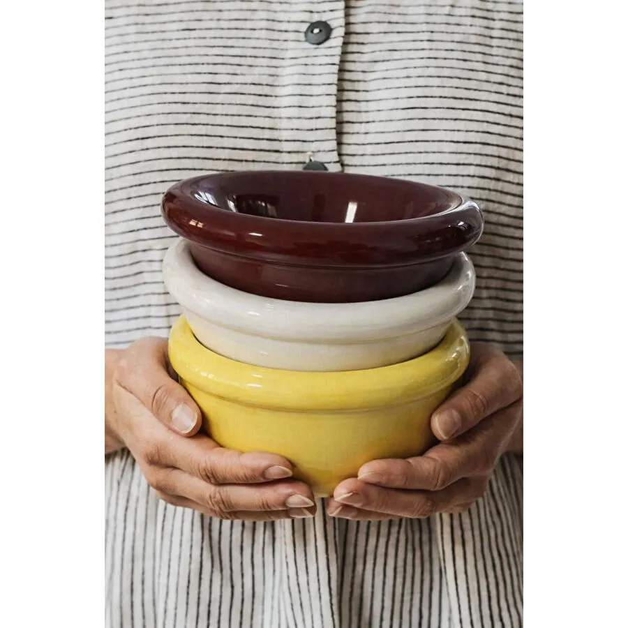 Beige & Stone Seramik Donut Bowl Kase Sarı