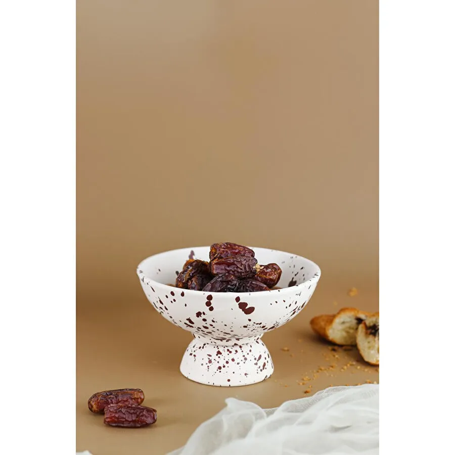 Beige & Stone Seramik Kahverengi Benekli Çerez Dondurma Tatlı Kahvaltılık Sunum Kasesi 13.5 Cm