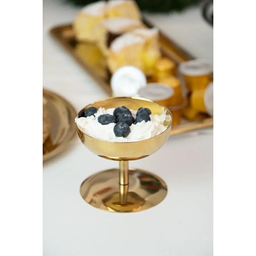 Beige & Stone Gold Yüksek Ayaklı 8 Cm Dondurma Lokum Tatlı Kahvaltılık Sunum Kase