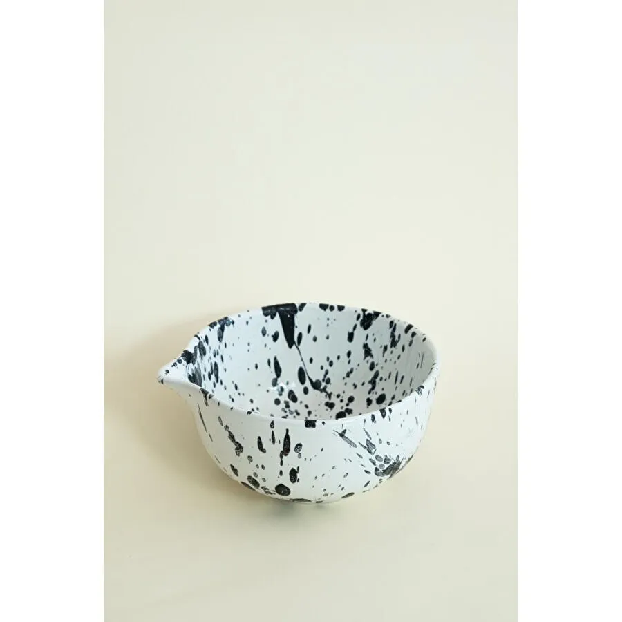 Beige & Stone Seramik Mat Siyah Benekli Matcha Kase