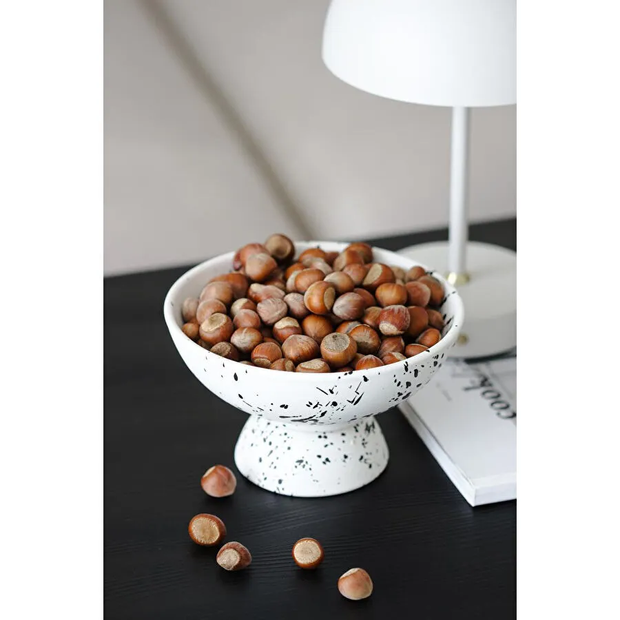 Beige & Stone Siyah Benekli Seramik Çerez Dondurma Tatlı Kahvaltılık Sunum Kasesi 13.5 Cm